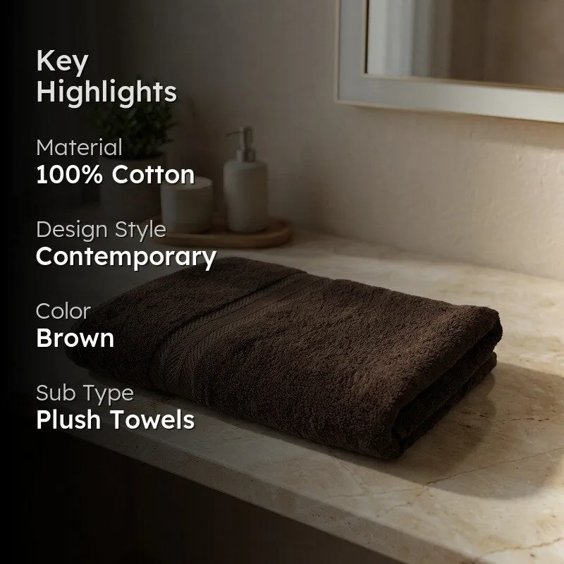 PlushAura Cotton Bath Towel (Dark Brown) media 2