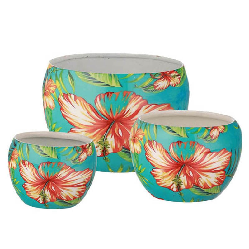 Hibiscus Handcrafted Planter - Set Of Three media 8
