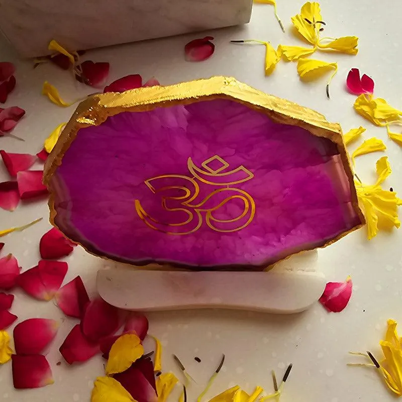 Sacred Om Tealight Candle Holder - Pink media 3