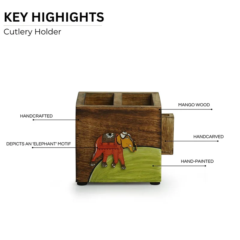 Ambari Mango Wood Cutlery Stand media 3