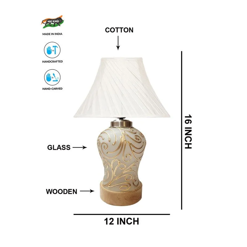 Lumithra Pleated Wood & Cotton Table Lamp - OffWhite media 7