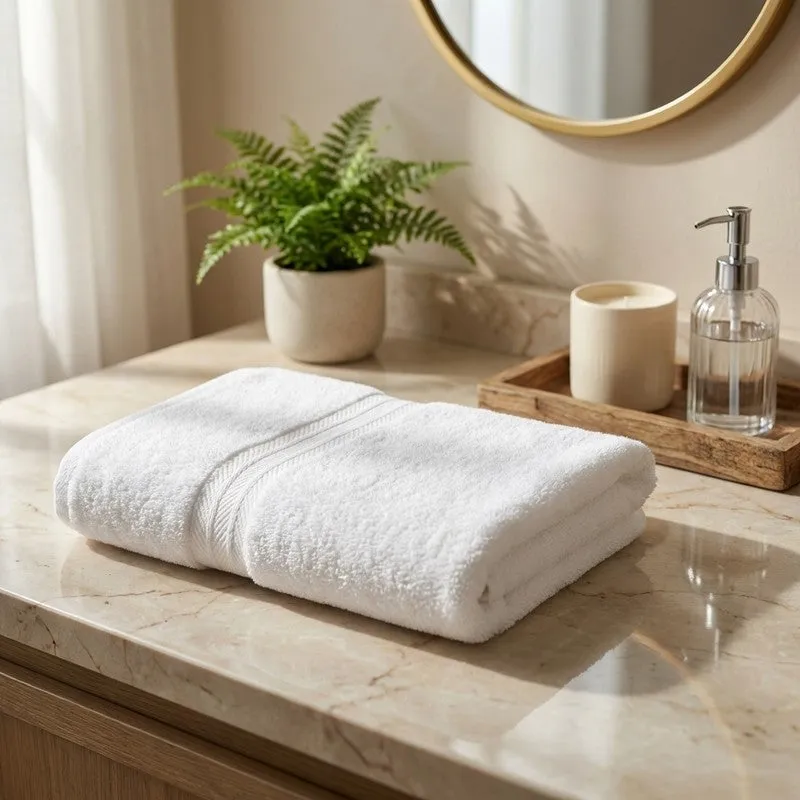PlushAura Cotton Bath Towel (White) media 1