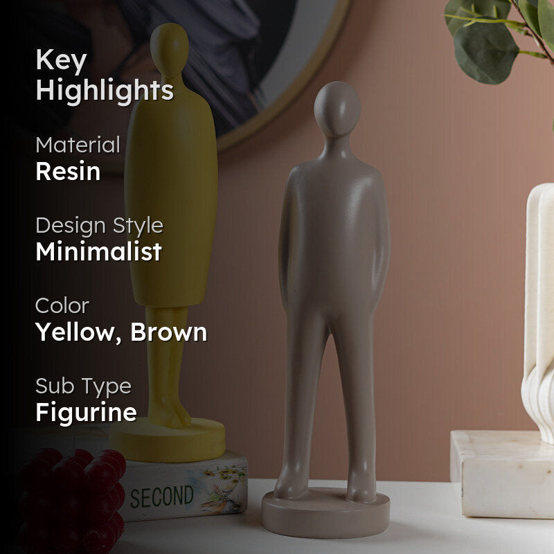 In Harmony Painted Resin Showpiece (Yellow & Brown) - Set Of Two media 2