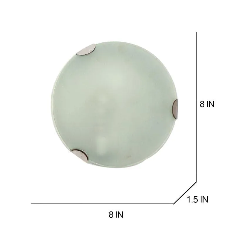 Round glass wall lamp on a white background with dimension lines