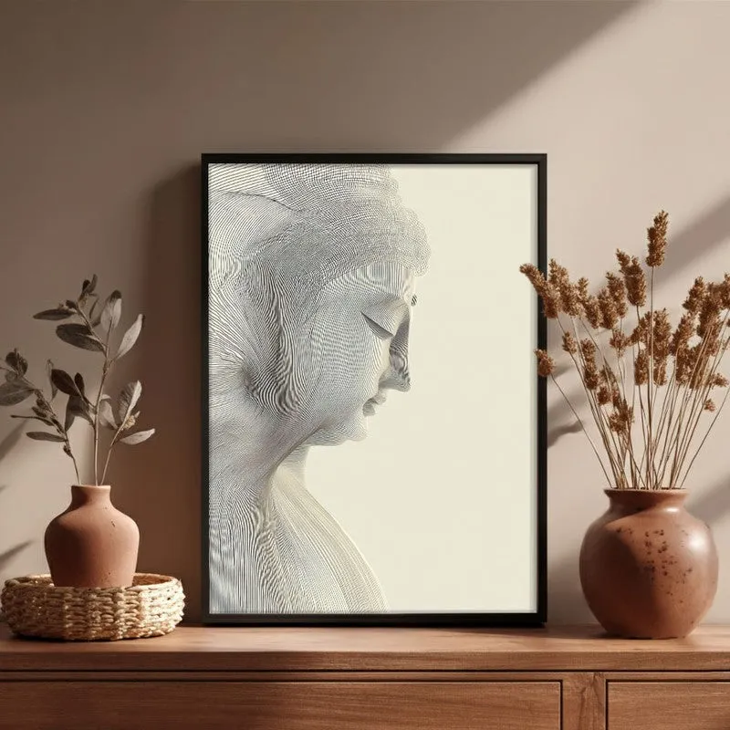 Silent Contemplation Buddha Wall Painting With Black Frame media 6