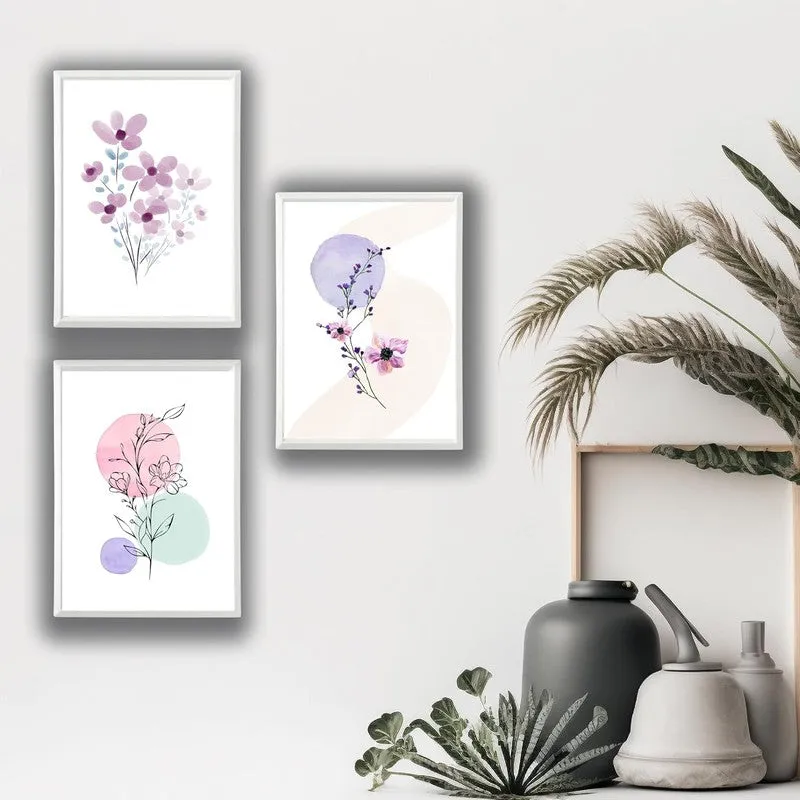 Dreamy Florals Paper Wall Painting With Frame - White media 4