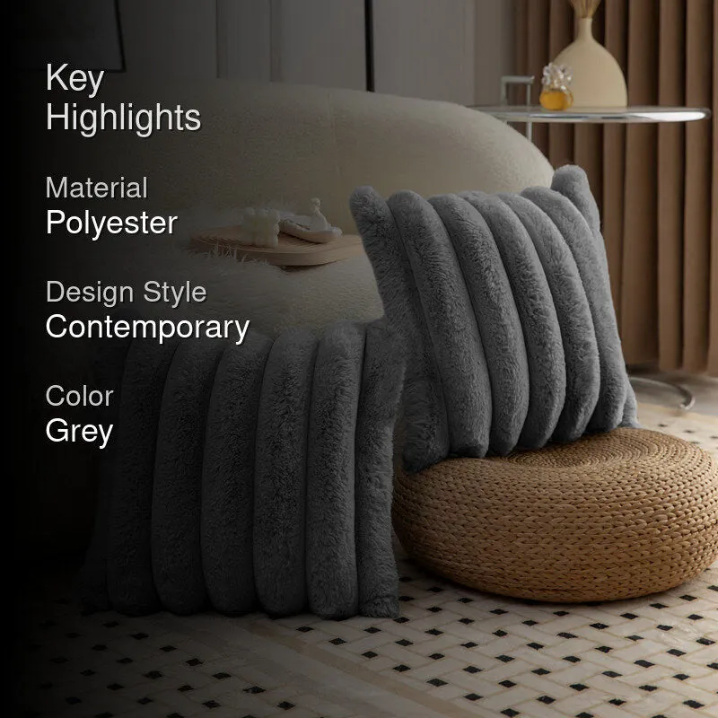 Stripe Luxe Cushion Cover Set (Grey) - Set Of Two media 2