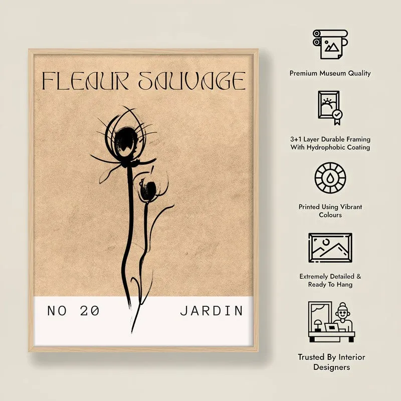 Raw Flora Canvas Wall Painting With Brown Frame media 10