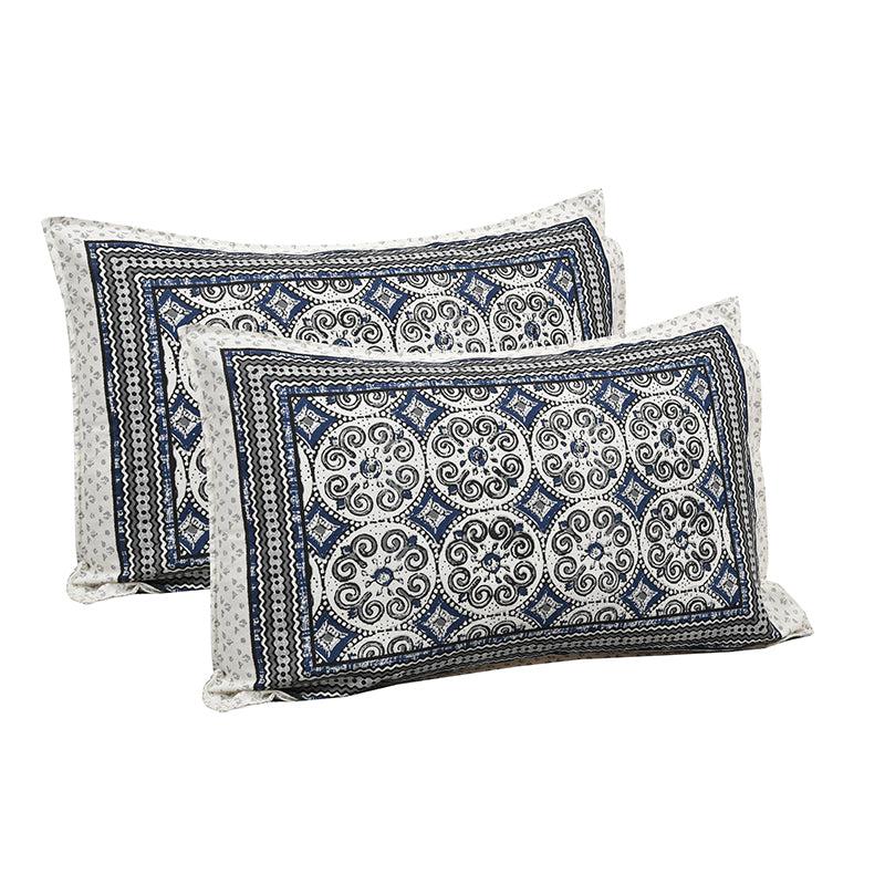 Drona Ethnic Cotton Bedsheet (Blue) - 180 TC media 4