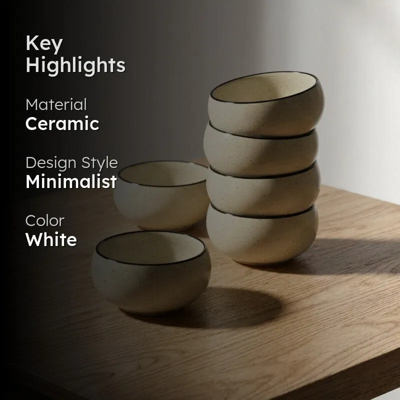 Culine Ceramic Snack Bowls (White, 150 mL Each) - Set Of Six media 2