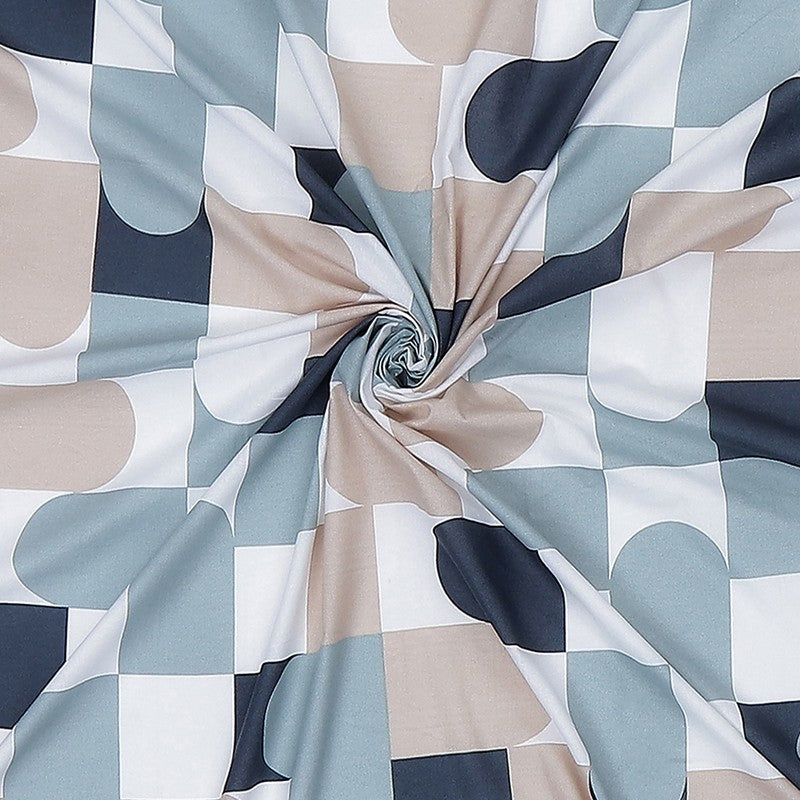 Monte Carlo Multi Blocks Cotton Bedsheet (White,Navy Blue) - 104 TC media 10