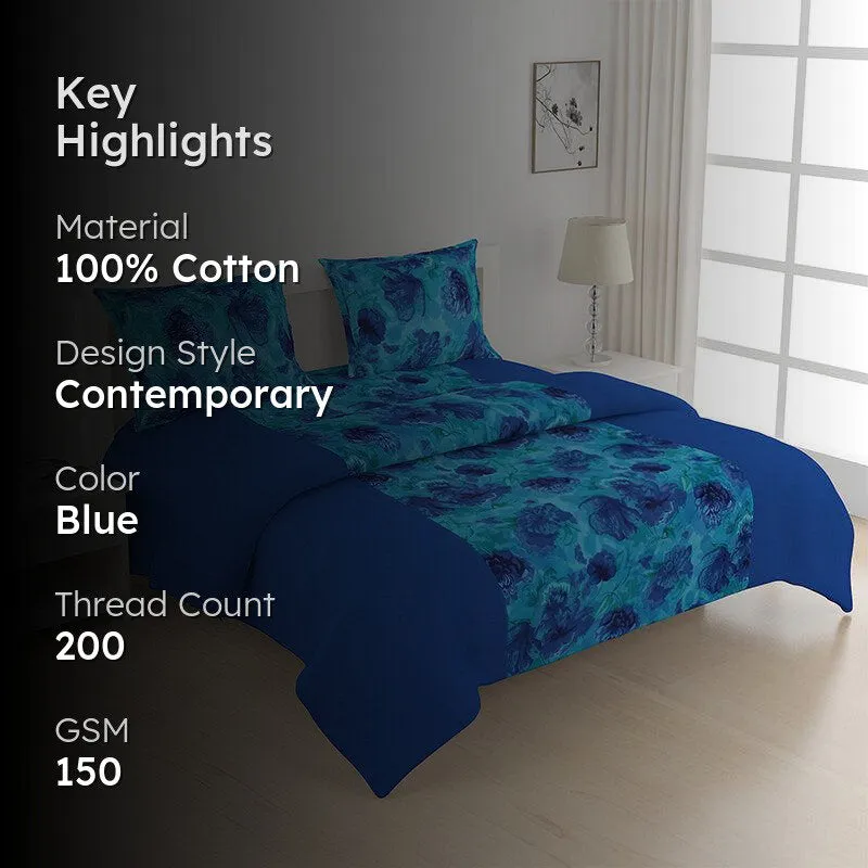 Swayam Beatific Blue Floral Bedding Set media 2