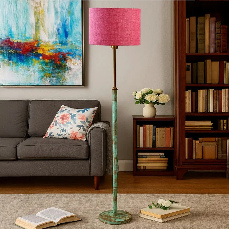 Vintage Glow Wooden Floor Lamp - Pink media 4