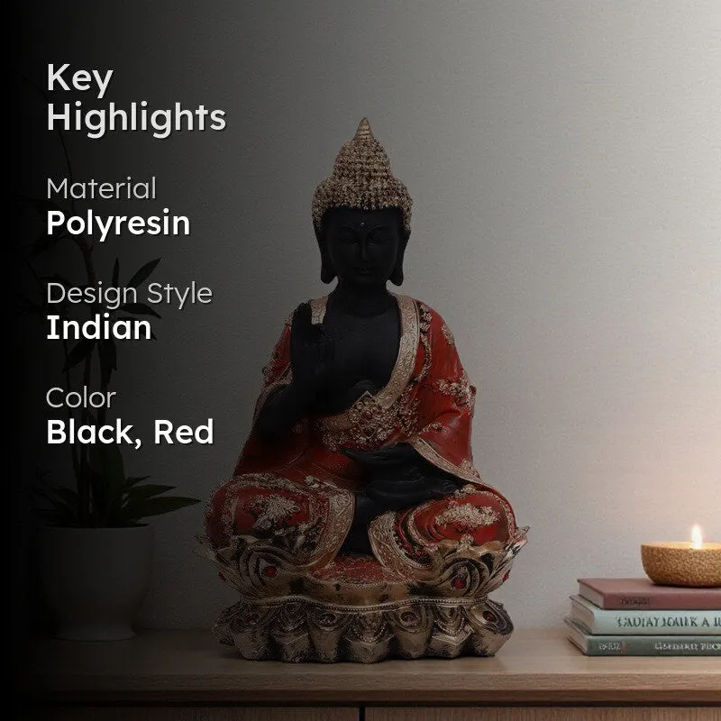 Solace Buddha Polyresin Idol (15 inches) - Red media 2