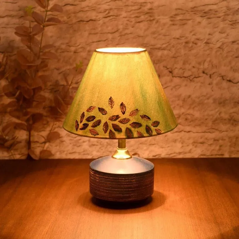 Leaves In Wind Wooden & Terracotta Table Lamp - Multicolor media 1