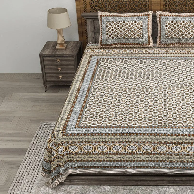 Auraar Cotton Bedsheet (Brown,White) - 240 TC media 3