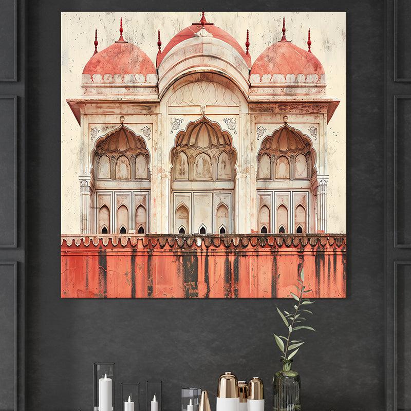 Red Fort Facade Poly Canvas Wall Painting