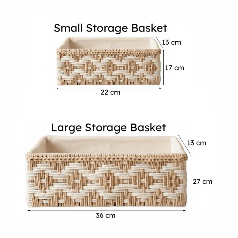 Frayla Macrame (Metal,Cotton) Storage Basket - Set of Three media 8
