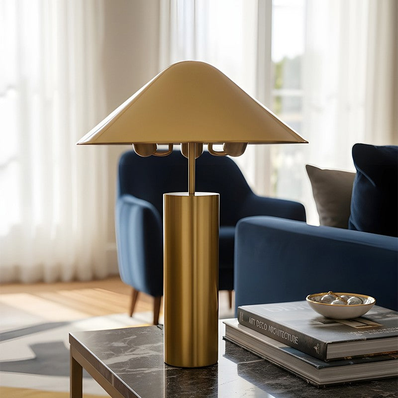 AarviDecor Lennox Designer Fabric Table Lamp - Gold media 3