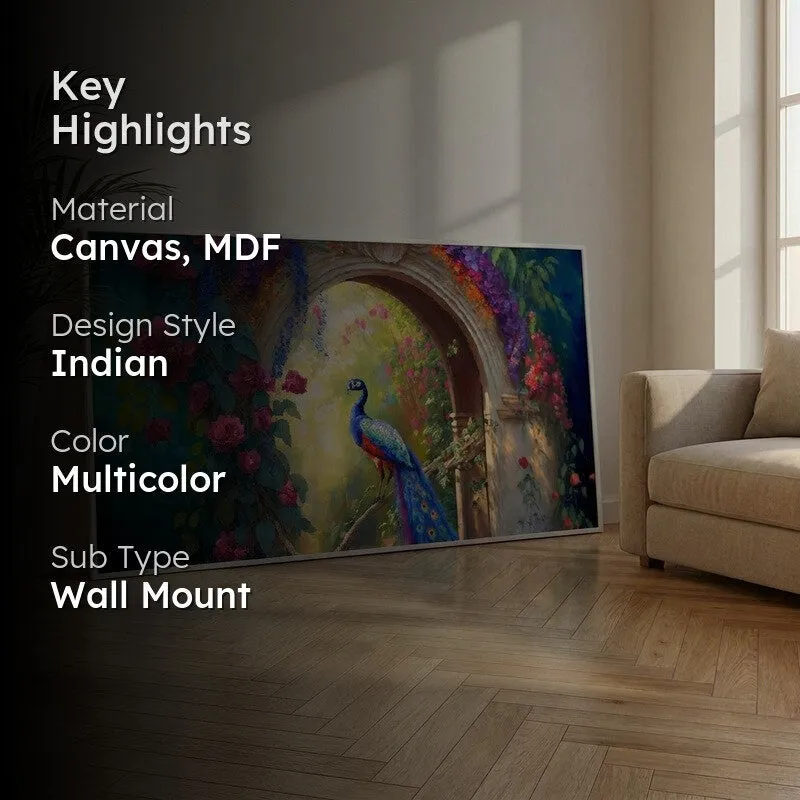 Peacock Majesty Canvas Wall Painting With Frame media 2