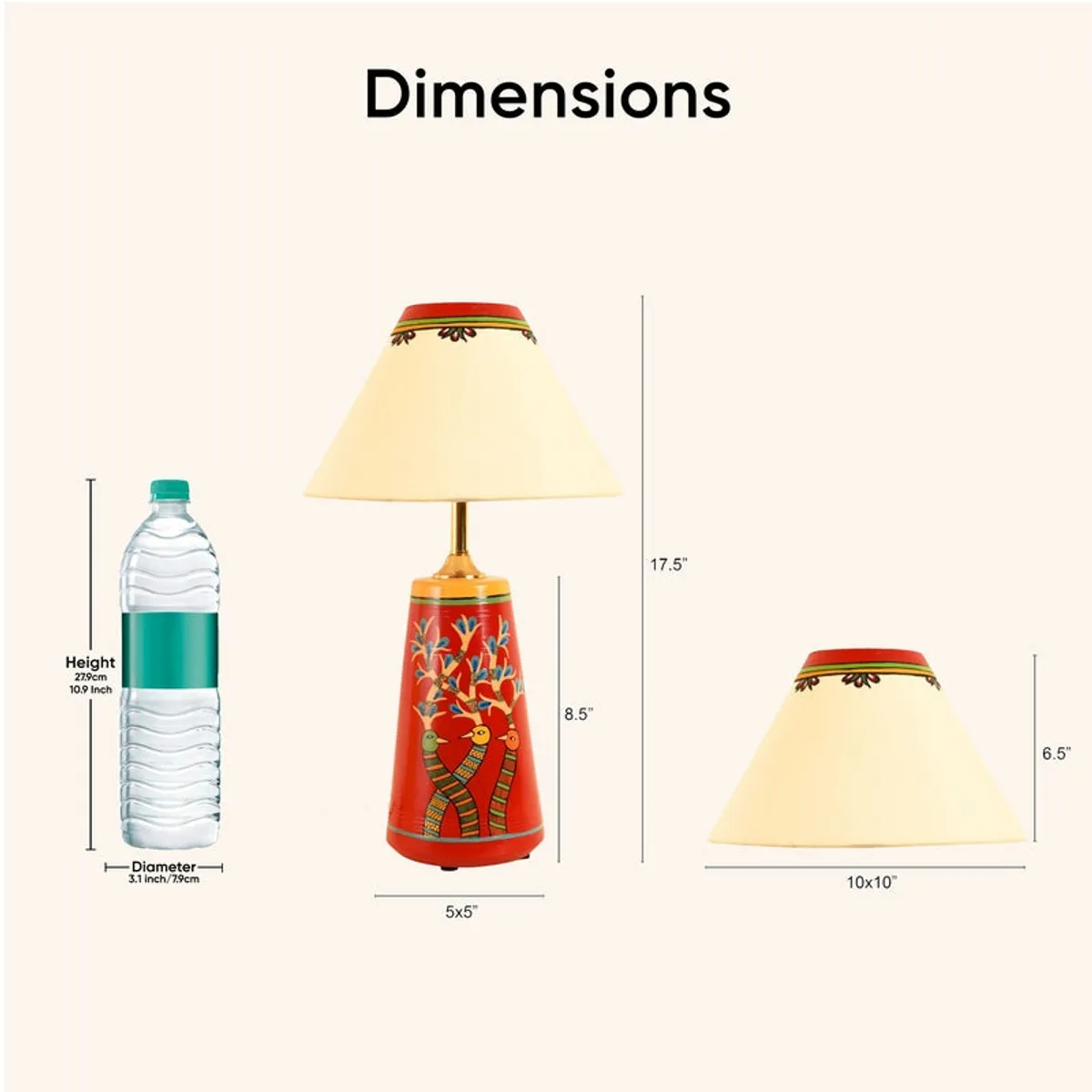 Birdo Chirp Terracotta Table Lamp - Multicolor - 19