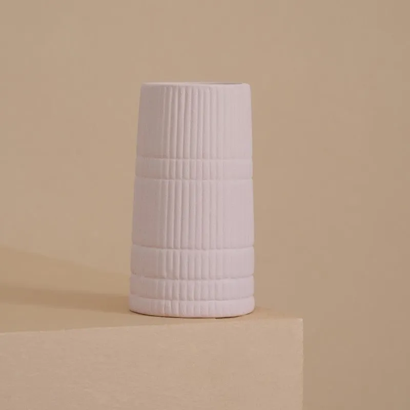 Blush Ribbed Ceramic Vase media 3