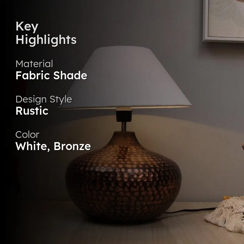 Nihita Fabric Table Lamp - White,Bronze media 2