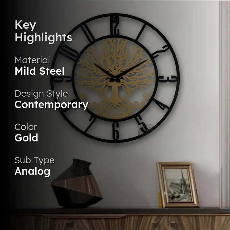 Winder Silent Wall Clock - Gold media 2