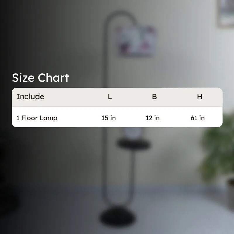 Lumikko Printed Arched Metal Floor Lamp With Shelf media 5