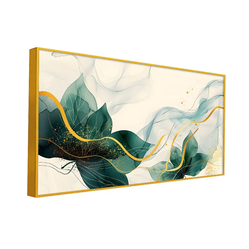 Enchanted Foliage Canvas Wall Painting With Frame - Gold media 3