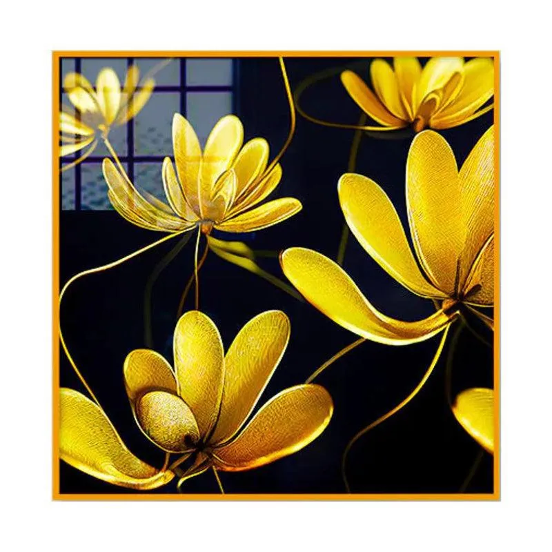 Midas' Garden Floral Canvas Wall Art With Frame - Gold media 3