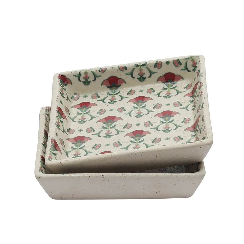 Rosette Multicolor Square Stoneware Platter - Set of Two media 5