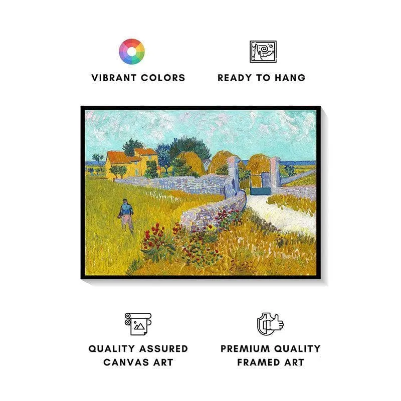 Farmhouse In Provence Canvas Wall Painting - Black Frame media 4