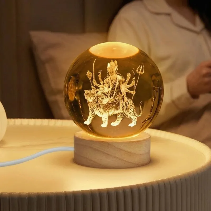 Maa Durga Aura Glass Ball Table Lamp media 4