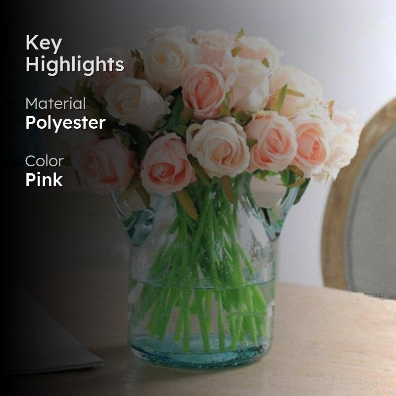 Faux Floribunda Rose Bunch (Pink) - Set Of Twelve media 2