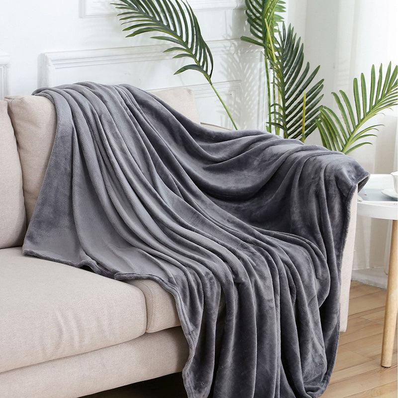 Sarva Solid Knitted Cotton Flannel Blanket (Grey) - 190 GSM media 4