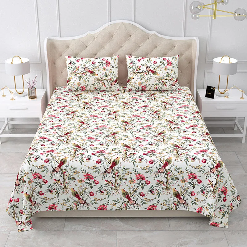Avian Jardin Cotton Bedsheet (Pink) - 210 TC media 4