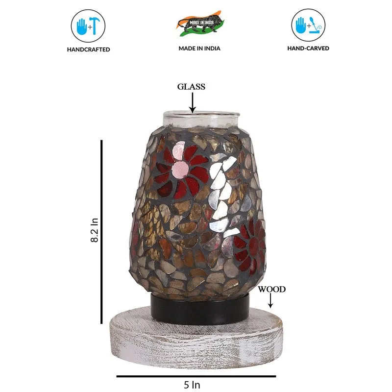 Lumashine Mosaic Glass Table Lamp With Wooden Base - Multicolor media 8