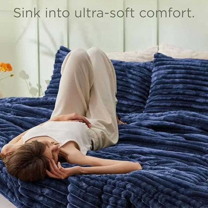 SleepScape Faux Fabric Blanket (Blue)- 300 GSM media 7