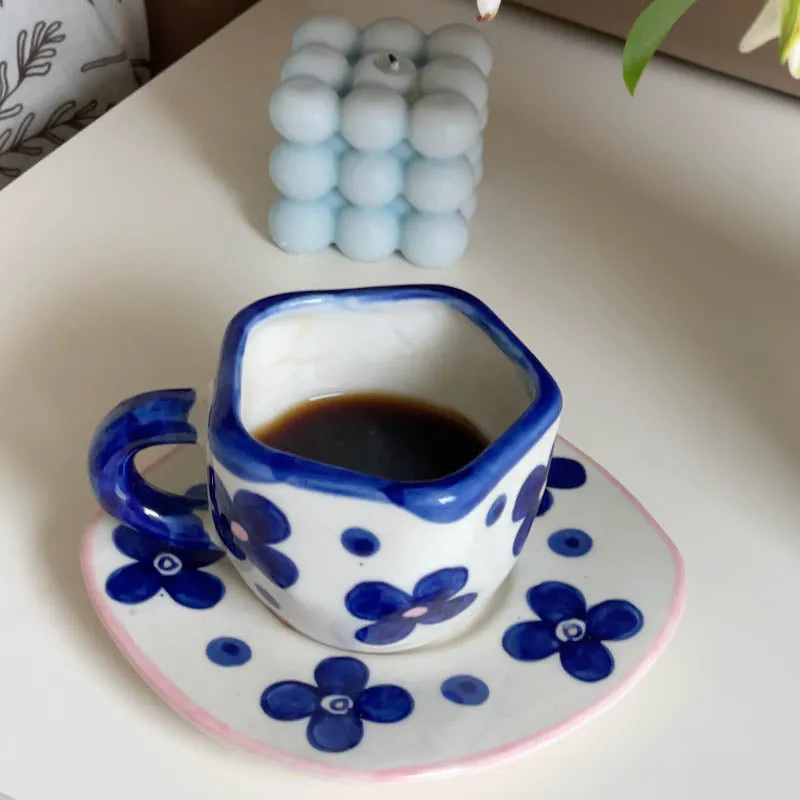 Blue Petal Cup & Saucer (240 mL Each) - Set of Two media 3