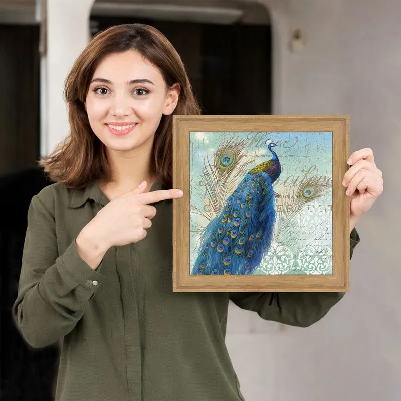 Peafowl Wall Art Painting - Set Of Two media 4