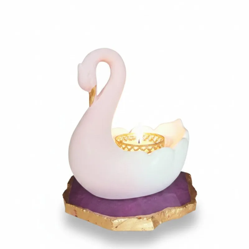 Swan Shaped Resin Tea Light Candle Holder - Pink media 6