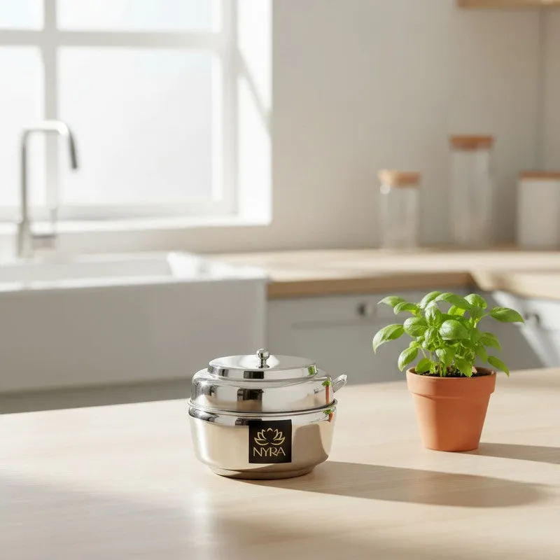 Jivara Stainless Steel Ghee Pot with Spoon - (150 ML) media 1