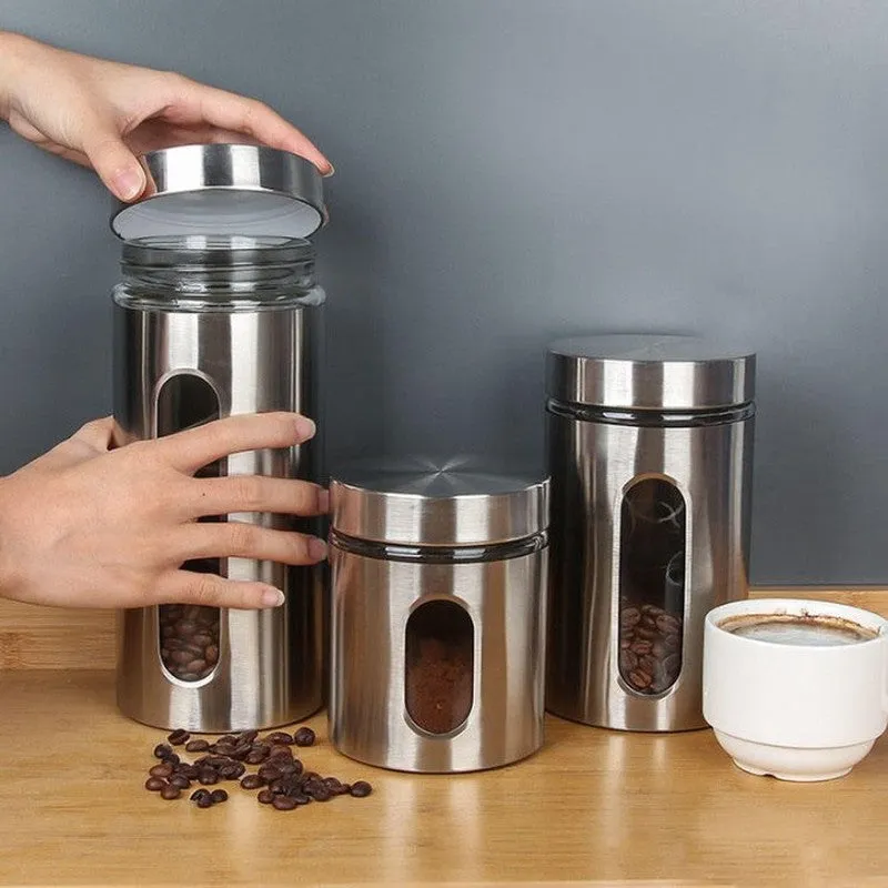 Fresh Keep Stainless Steel Jar (800 mL/650 mL/350 mL) - Set of Three media 4