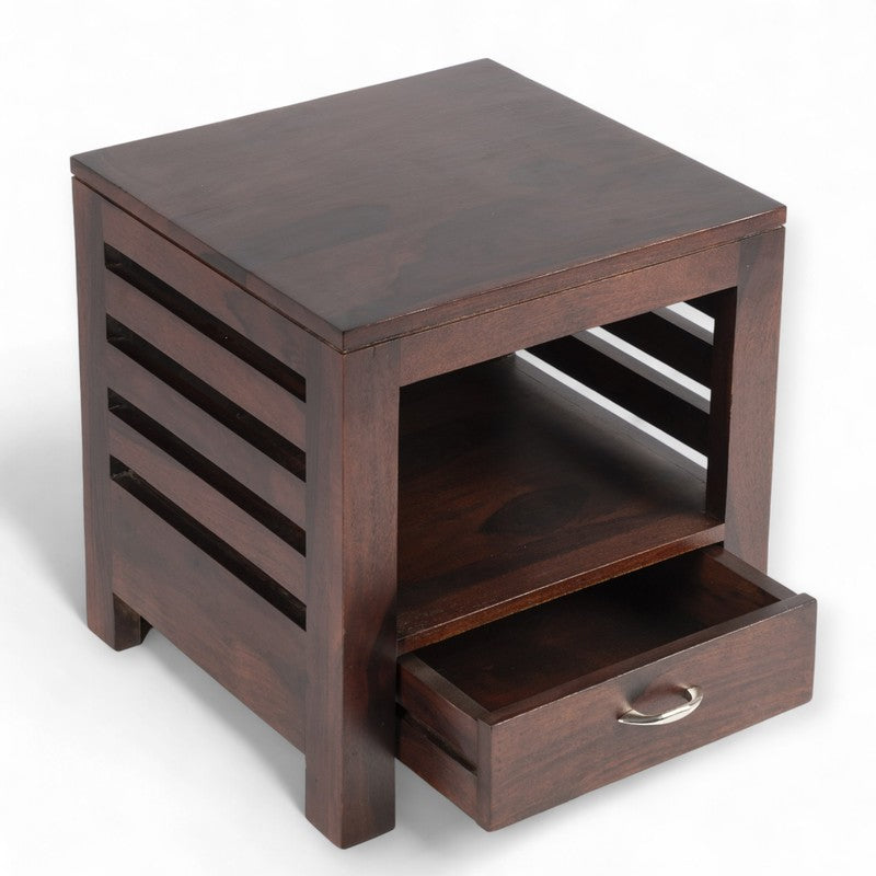 Sverix Sheesham Wooden Side & Bedside Table - Dark Brown media 5