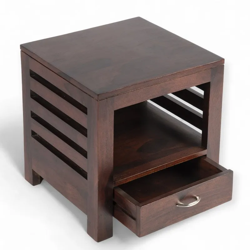 Sverix Sheesham Wooden Side & Bedside Table - Dark Brown media 5