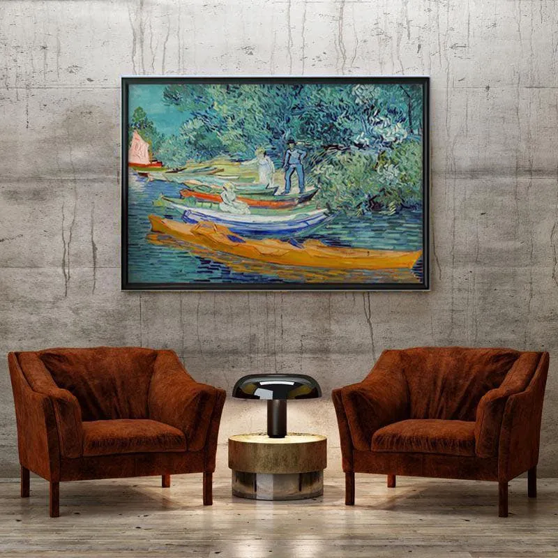 Bank Of The Oise Canvas Wall Art - Black Frame media 4
