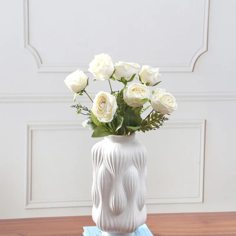 Petaluxe Rose Fabric Artificial Flower - White media 3