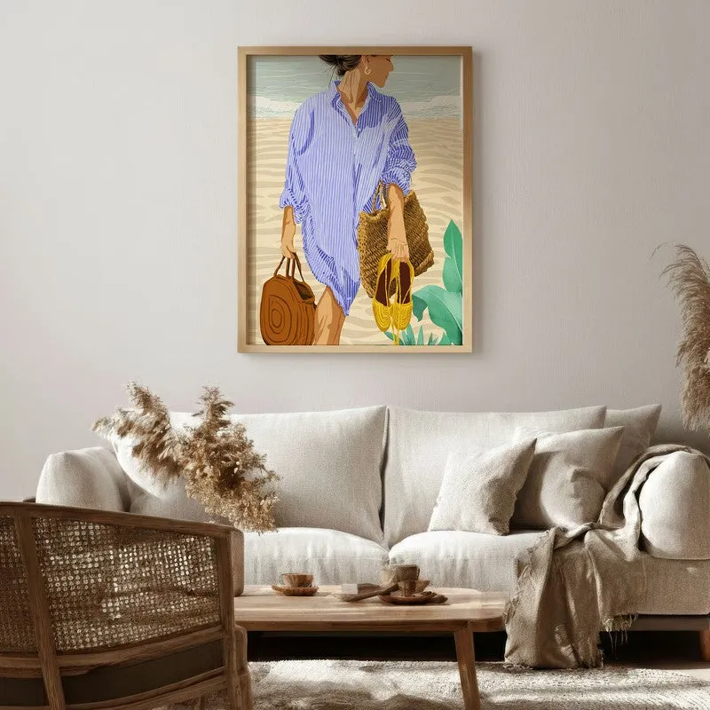 Caleya Travel Illustration Canvas Wall Painting With Brown Frame media 6