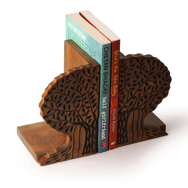 Bound By Nature Handcarved Sheesham Wood Book End - Set Of Two media 4